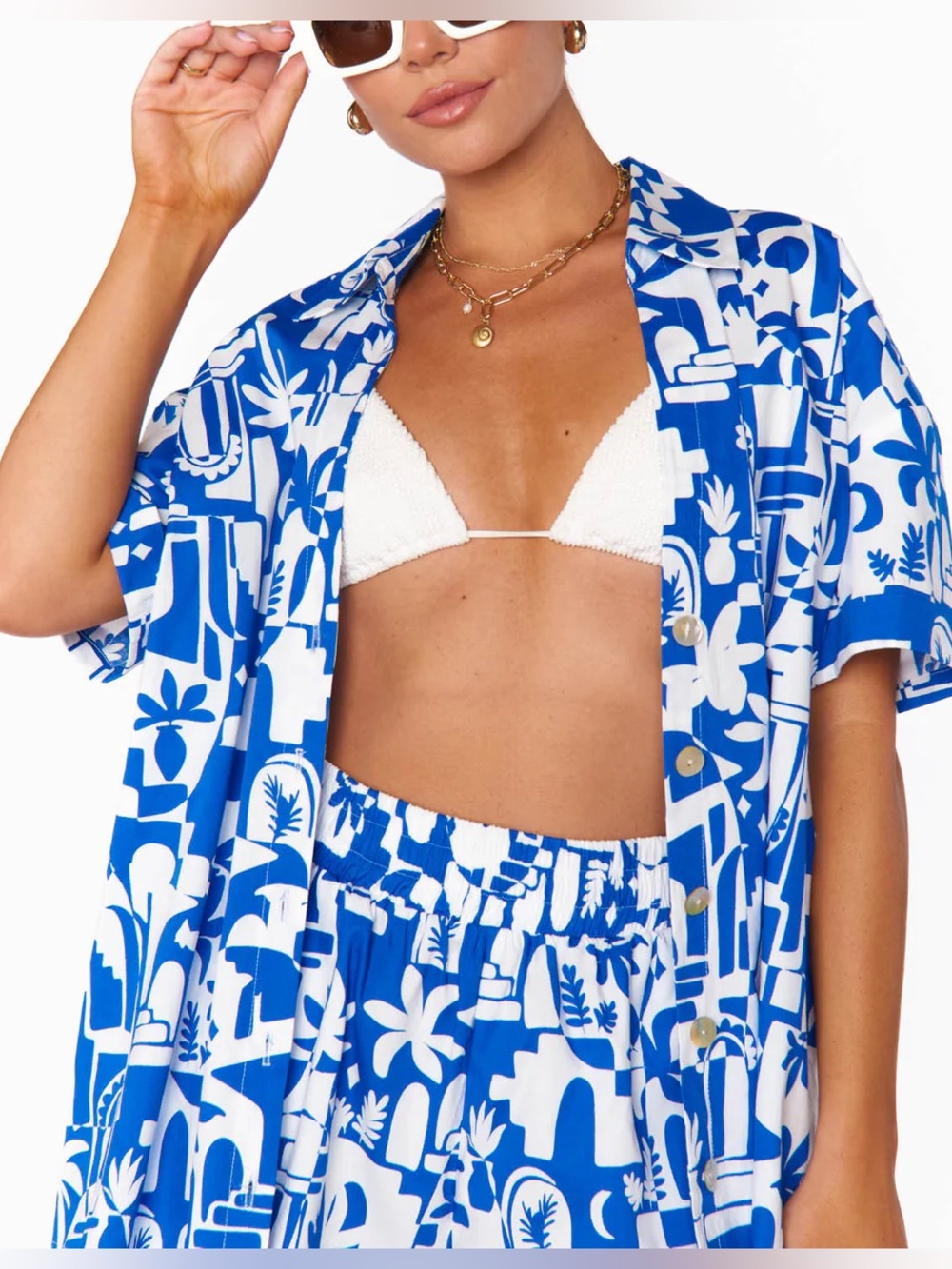 NWT Show Me Your Mumu Parker Button Down Santorini Escape Floral Shirt XS - Picture 2 of 10